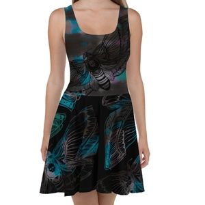 Summer Beach TieDye Butterfly Spandex Skater Dress